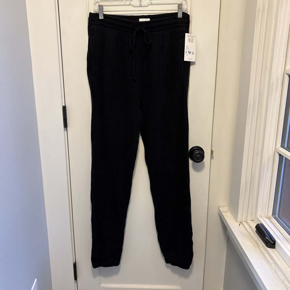 MATE the Label Mens Black Organic Cotton Waffle Knit Joggers Size Large NWT